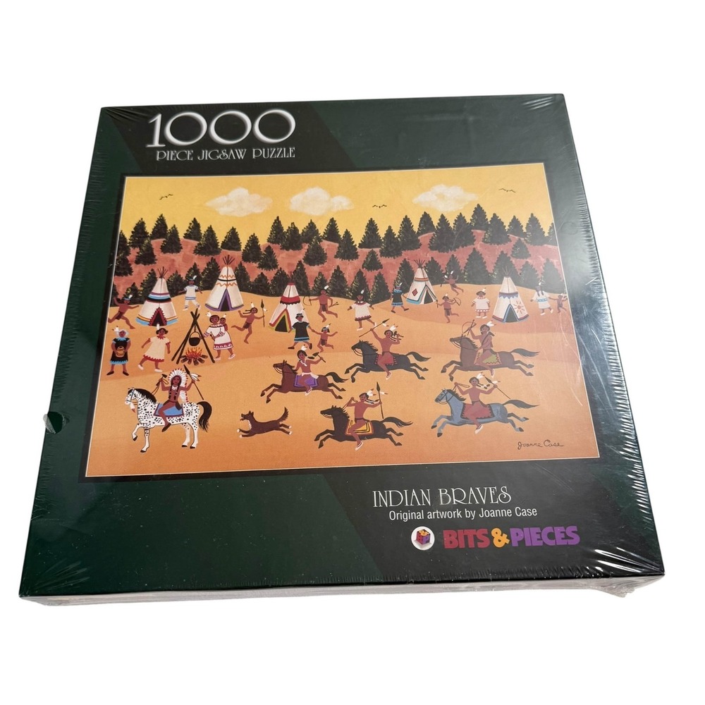 Bits And Pieces Indian Braves Joanne Case 1000 Pieces Puzzle NEW